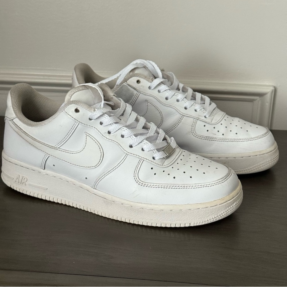 Nike Air Force 1 '07 Shoes Mens White Leather Low Top CW2288-111 Sneakers Sz 9 - Picture 10 of 13